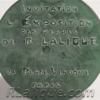 Rene Laique Green Glass Invitation Medallion for Glass Expo in 1912