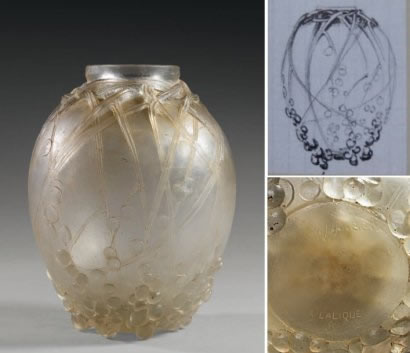Rene Lalique Orsades De Branches Avec Graines Cire Perdue Vase