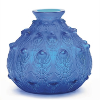 Fougeres R Lalique Blue Vase