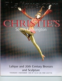 Lalique Glass and 20th Century Bronzes and Sculpture, Christie's South Kensington, London, November 4, 1999 Auction Catalog For Sale Lalique Auction Catalogue For Sale: Lalique Glass and 20th Century Bronzes and Sculpture, Christie's South Kensington, London, November 4, 1999