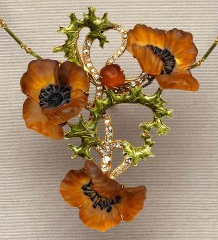 Rene Lalique Poppy Necklace Circa 1900 Rene Lalique Poppy Necklace Circa 1900