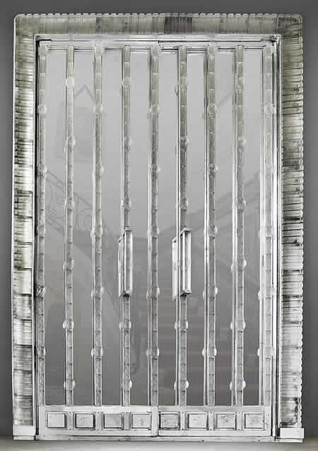 Lalique Doors Moineaux Chambranle Crante - Molded Glass Birds and Foliage on Nickel Plate Steel Frames Rene Lalique Doors Moineaux Chambranle Crante - Molded Glass Birds and Foliage on Nickel Plate Steel Frames