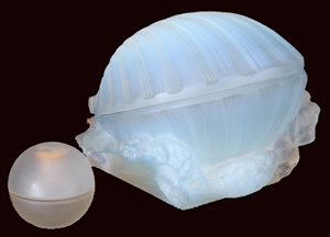 Rene Lalique Perfume Bottle Tresor De La Mer Oyster Shell and Pearl For Saks Rene Lalique Perfume Bottle Tresor De La Mer Oyster Shell and Pearl For Saks