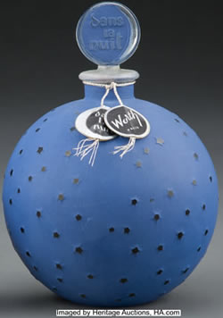 Close Copy Of Dans La Nuit Perfume Bottle Marked CREATION R. LALIQUE FRENCH BOTTLE VN made by another glassmaker for Worth in 1985 or later Close Copy Of Dans La Nuit Perfume Bottle Marked CREATION R. LALIQUE FRENCH BOTTLE VN made by another glassmaker for Worth in 1985 or later