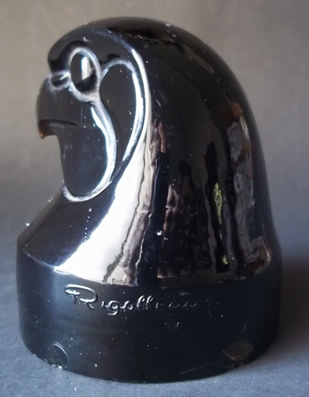 Rigolleau Tete D'Epervier Mascot In Black Glass - A Copy Of The Rene Lalique Hawk Head Rigolleau Tete D'Epervier Mascot In Black Glass - A Copy Of The Rene Lalique Hawk Head