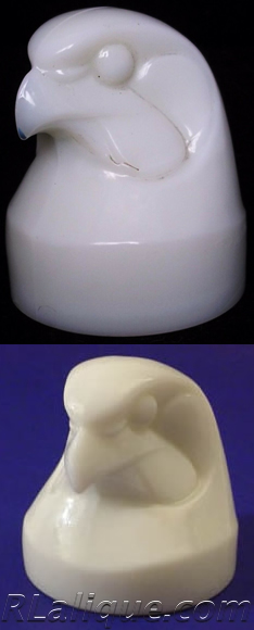 Fake R. Lalique Tete D'Epervier Car Mascot Showing Before And After Modifications - Not by Rene Lalique Fake R. Lalique Tete D'Epervier Car Mascot Showing Before And After Modifications - Not by Rene Lalique