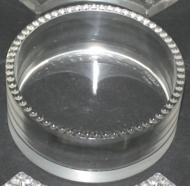 Nippon Condiment Bowl Rene Lalique Clear Glass With Pearls Design On Top Edge and Vertical Sides