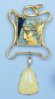 Rene Lalique Serpents Et Profil De Femme Brooch