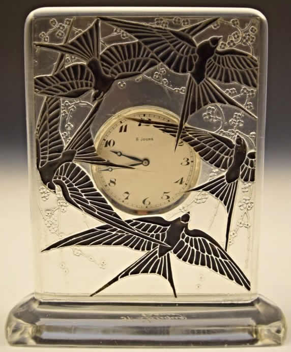 R. Lalique Cinq Hirondelles Clock