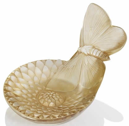 R. Lalique Dahlia Et Papillon Ashtray