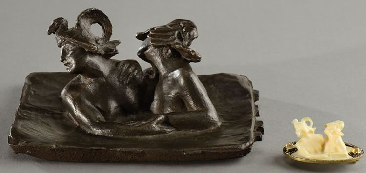 R. Lalique Deux Baigneurs Casques Brooch