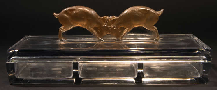 R. Lalique Deux Chevres Cigarette Box