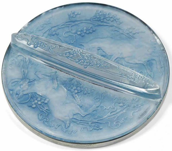 R. Lalique Deux Chevres Hand Mirror