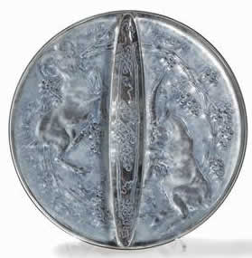 R. Lalique Deux Chevres Hand Mirror