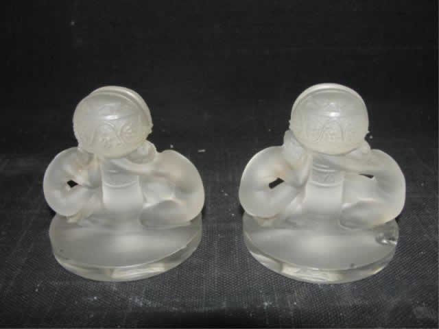 R. Lalique Deux Figurines Menu Holder