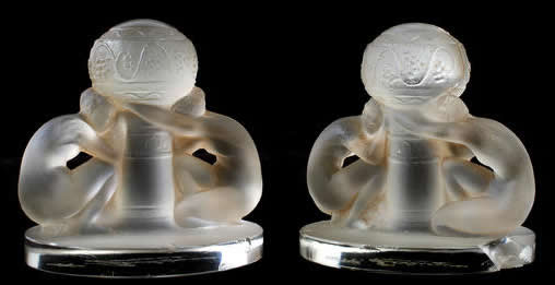 R. Lalique Deux Figurines Menu Card Holder
