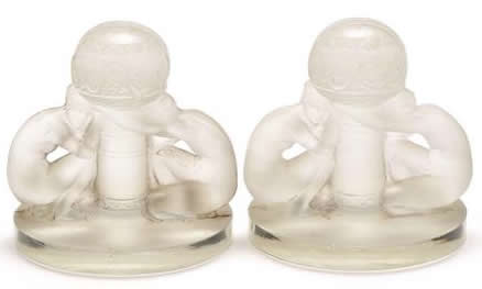 R. Lalique Deux Figurines Menu Holder