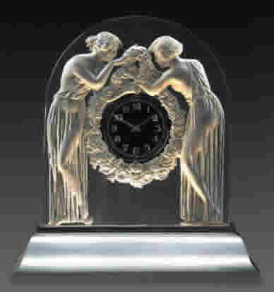 R. Lalique Deux Figurines Clock