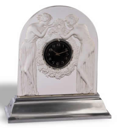 R. Lalique Deux Figurines Clock