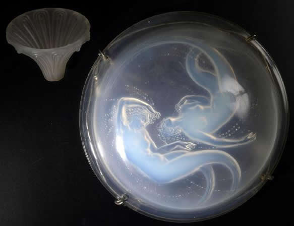 R. Lalique Deux Sirenes Light Fixture