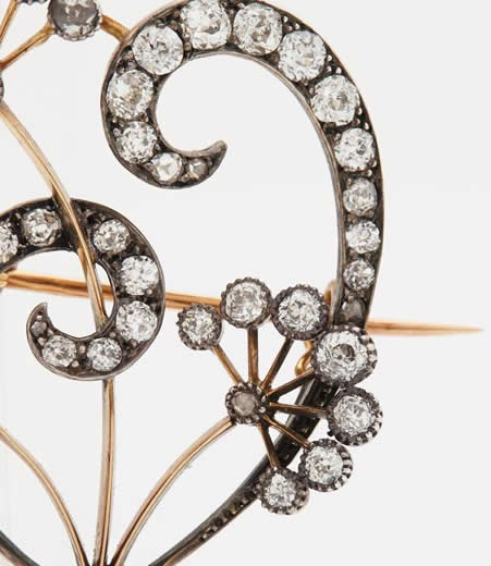 R. Lalique Diamond Leaves And Flowers Brooch