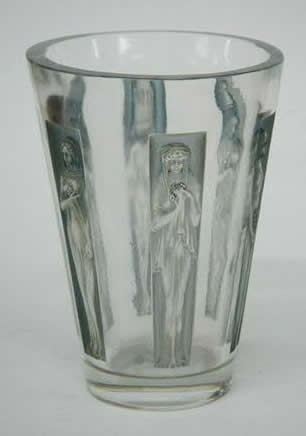 R. Lalique Goblet Six Figurines Vase