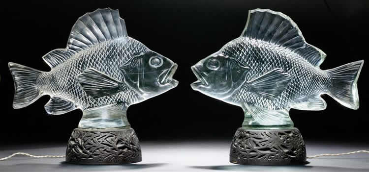 R. Lalique Gros Poisson Algues Decoration