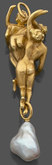 R. Lalique La Chute Des Damnes Pendant