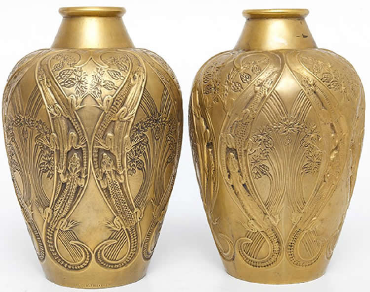 R. Lalique Lezards Et Bluets Vase