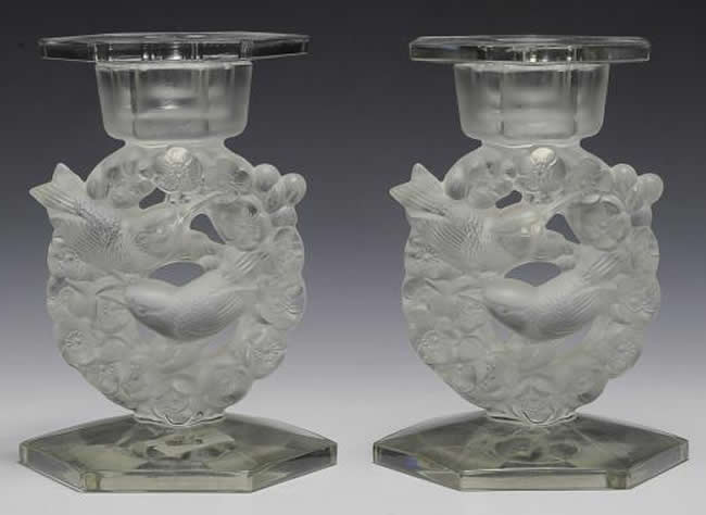 R. Lalique Mesanges Candlestick