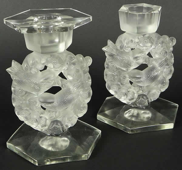 R. Lalique Mesanges Candlestick
