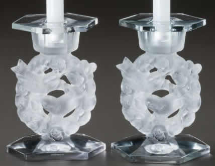 R. Lalique Mesanges Candlestick