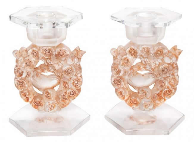 R. Lalique Mesanges Candlestick