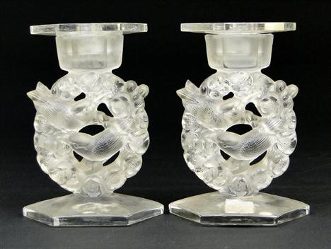 R. Lalique Mesanges Candlestick