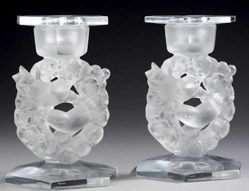 R. Lalique Mesanges Candlestick
