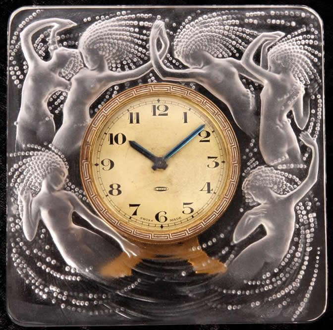 R. Lalique Naiades Strut Clock