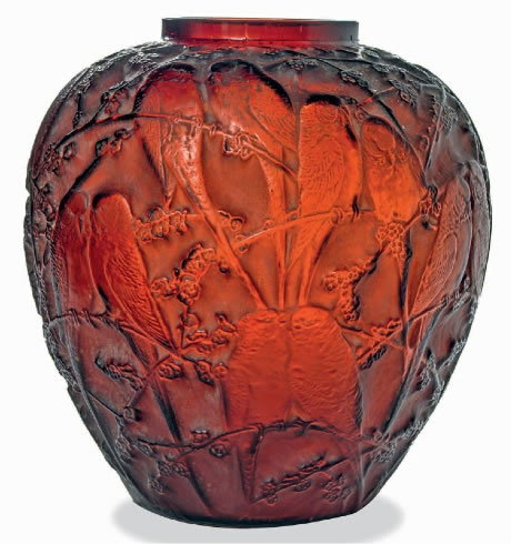 R. Lalique Perruches Vase