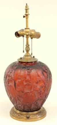 Rene Lalique Perruches Vase Lamp