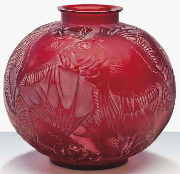 R. Lalique Poissons Vase