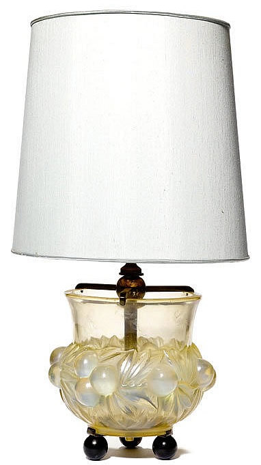 Rene Lalique Prunes Vase Lamp