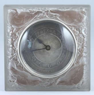 R. Lalique Quatre Moineaux du Japon Table Clock