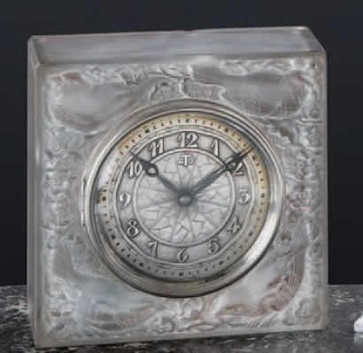 R. Lalique Quatre Moineaux Du Japon Clock