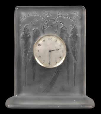 R. Lalique Quatre Perruches Clock