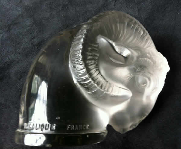 R. Lalique Rams Head Car Mascot
