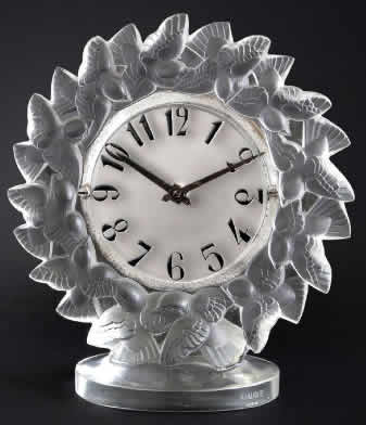 R. Lalique Roitelets Clock