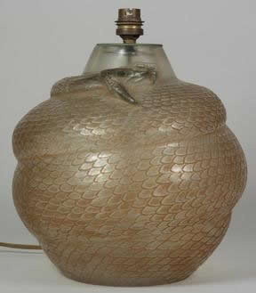 Rene Lalique Serpent Vase Lamp
