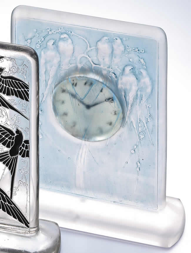 Rene Lalique Six Hirondelles Perchees Clock