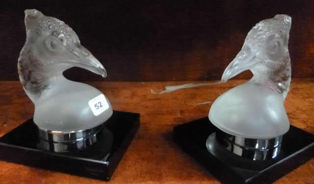 R. Lalique Tete De Paon Bookend