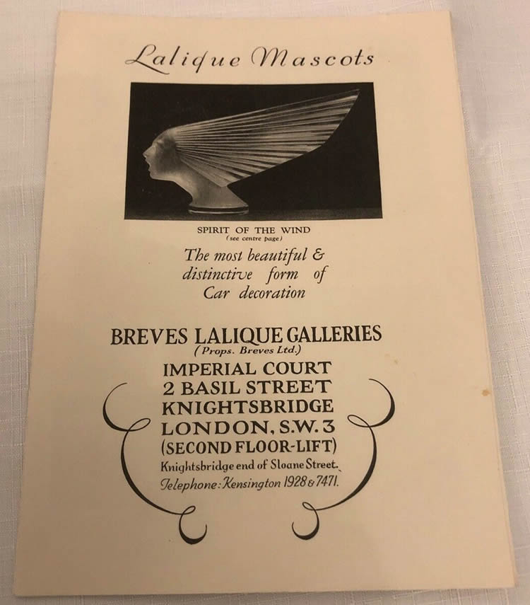 Rene Lalique Breves Lalique Car Mascots Brochure