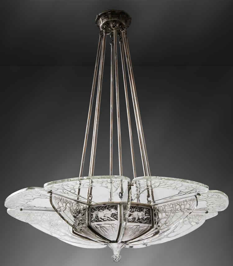 Rene Lalique Chasse Chandelier